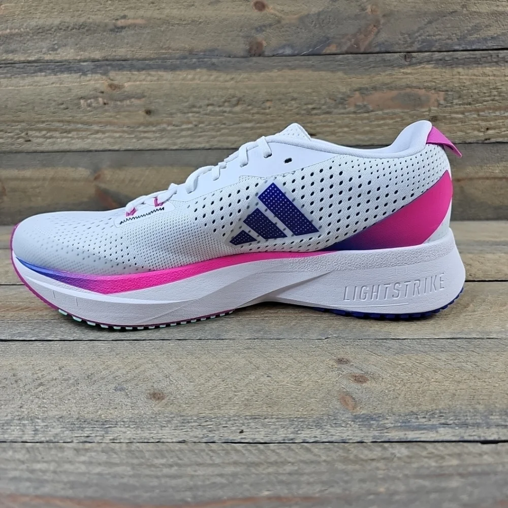 adidas Adizero SL Men's Running Shoes White/Lucid Blue/Fuschia - Picture 6 of 12
